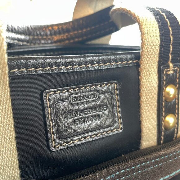 Coach Hampton Black Zip Top Nylon / Suede Mini Tote L05M-126 - Picture 4 of 16